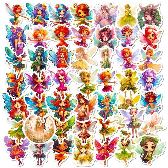 50 pcs Beautiful Fairy Stickers Vinyl Waterproof Non-Fading Sticker - Picture 3 of 9